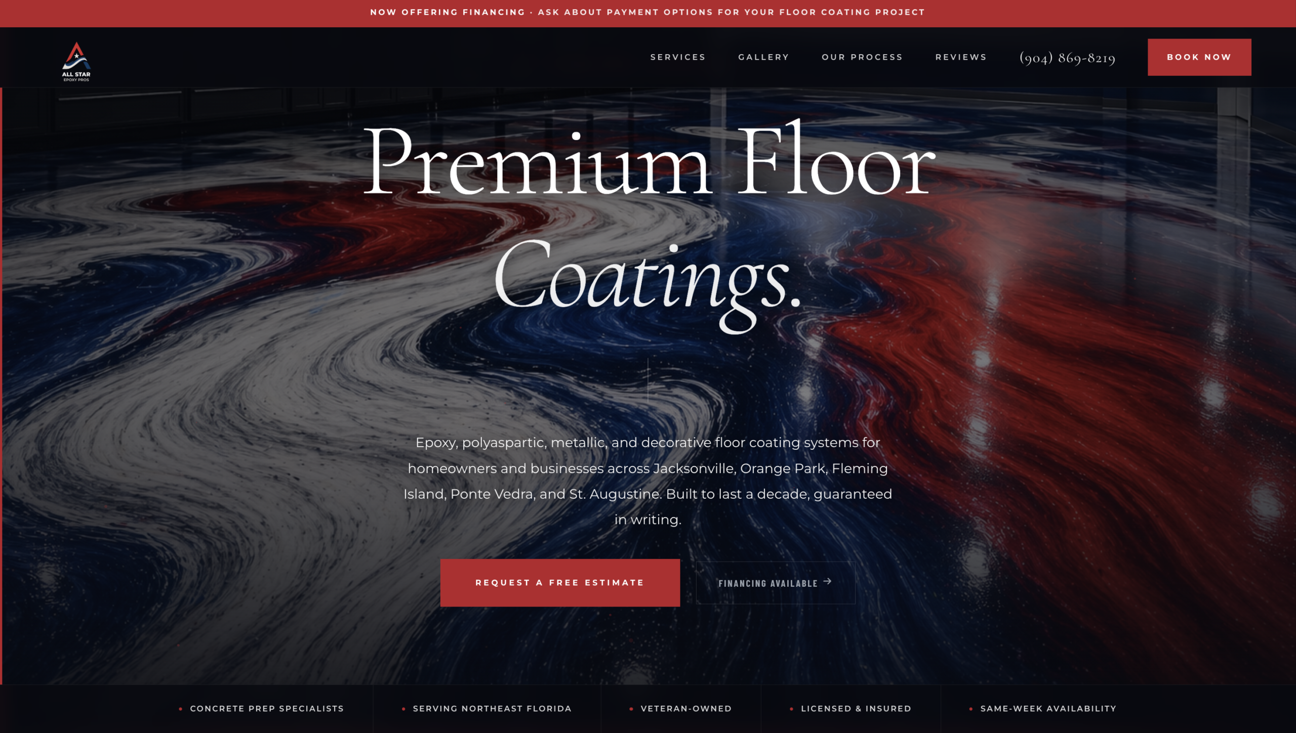 All Star Epoxy Pros desktop website mockup