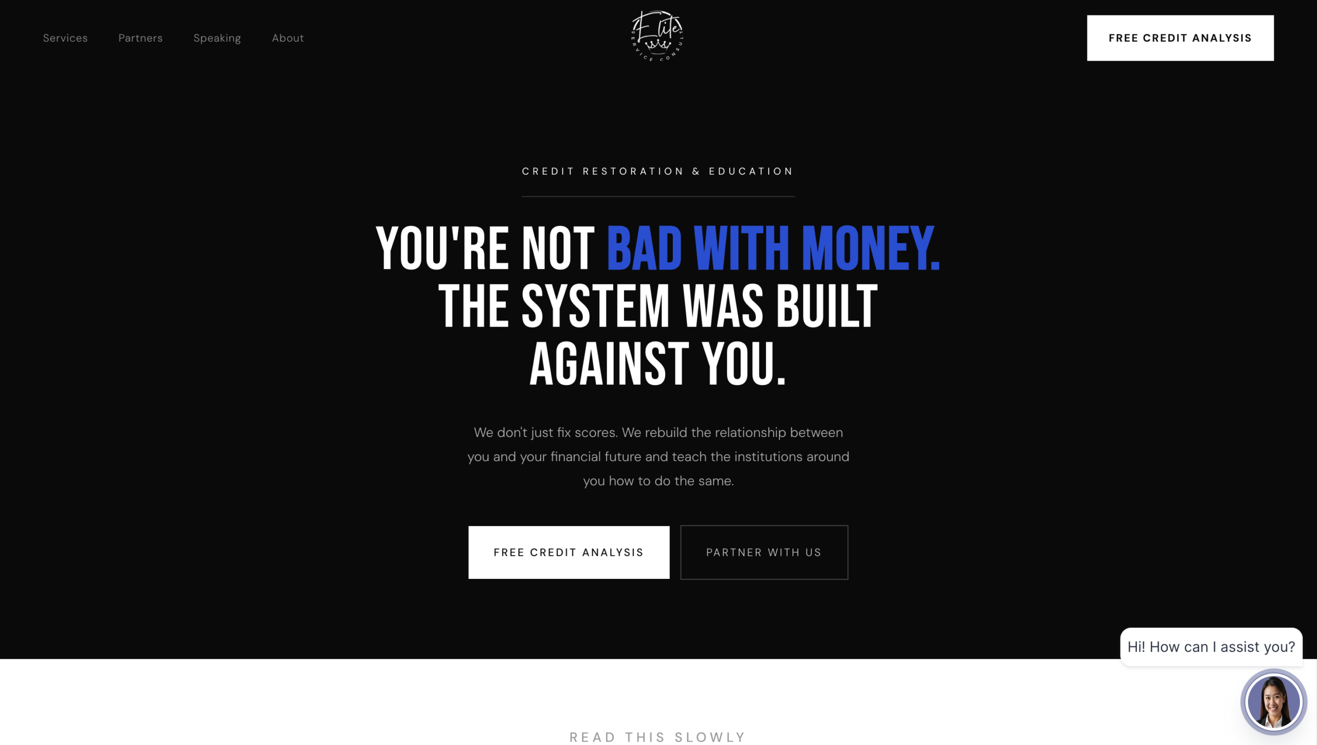 Credit Consult Elite desktop website mockup