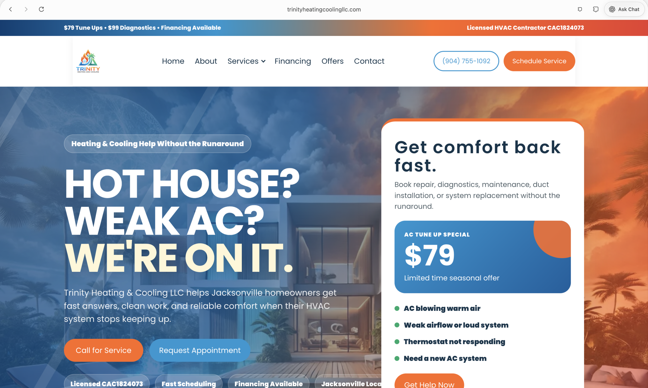 Trinity Heating and Cooling website